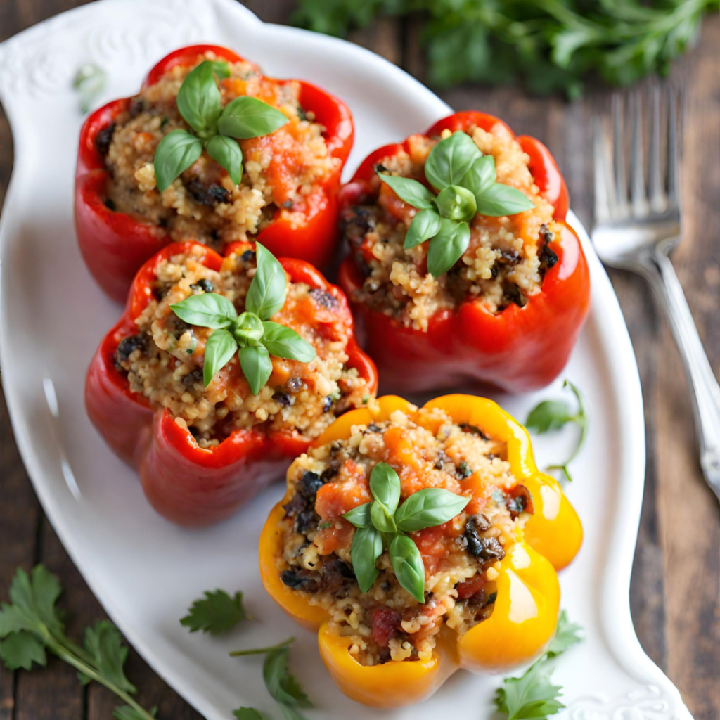 Romanian Delights Zacusca Eggplant and Quinoa Stuffed Capsicum - recipe